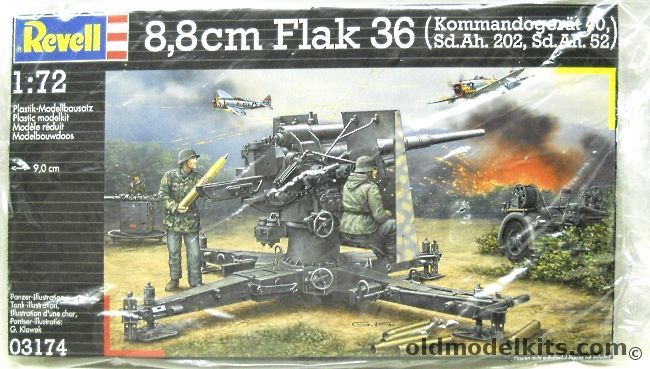 Revell 1/72 8.8cm Flak 36 (88mm) With 202 Trailer / Fire Director 40 And Special Trailer 52 - Bagged, 03174 plastic model kit